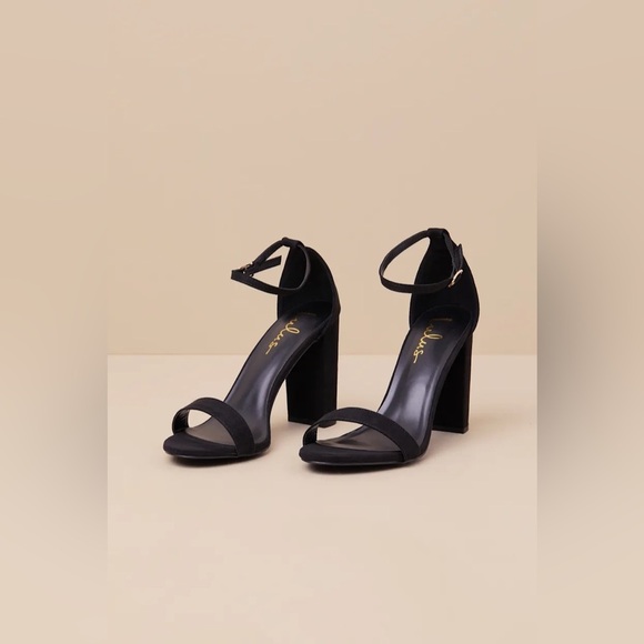 Lulus Taylor Black Suede Ankle Strap Heels Size 9 NWOB - Picture 4 of 10